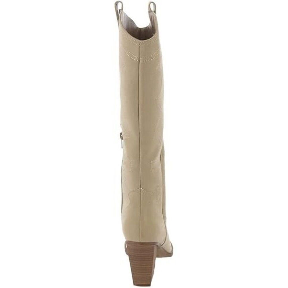 MIA Tex Western Boot Women's 6 Beige Leather Tall Block Heel Riding Boots FZP108 - Picture 9 of 12
